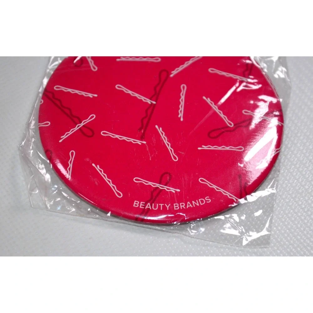 Beauty Brands Round Travel Makeup Mirror Pink w/ Bobbie Pins 2‎ 3/4